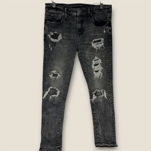 American Eagle Ne(x)t Level Airflex Black Skinny Jeans Distressed - Size 30x32